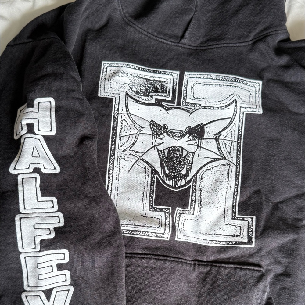 half evil 3 lives cat Black Graphic Hoodie